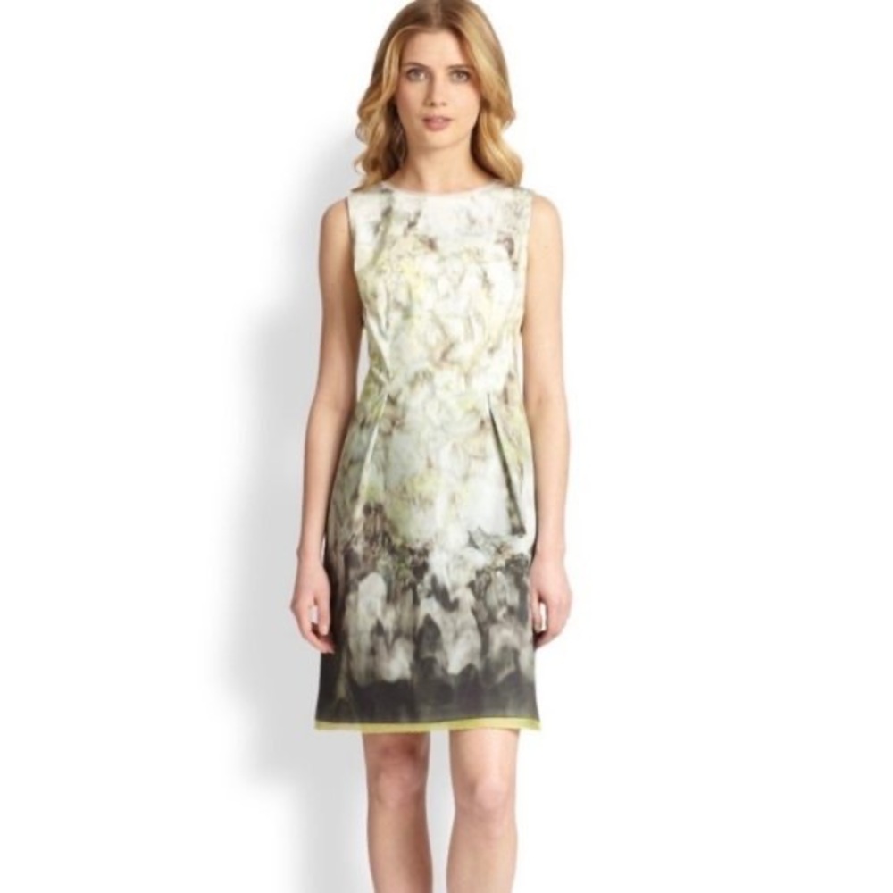Elie Tahari Holly Waterlily Print Cotton Sateen Sleeveless Sheath Dress US 6